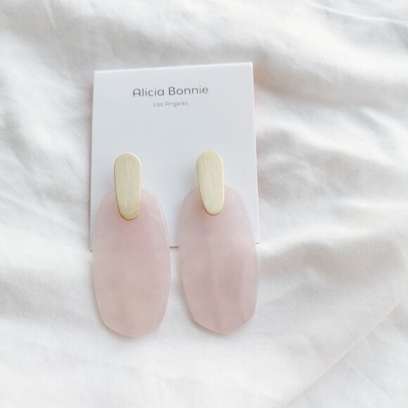 Alicia Bonnie Cathy Rose Quartz Gold Earrings - Picture 1 of 3